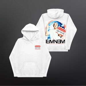 Eminem Slim Shady White Fleece Graphic Hoodie Sweatshirt NWOT Size XXL